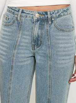 White Mustang Mid Rise Straight Leg Jean Light Blue Mid Rise Jeans Jeans 