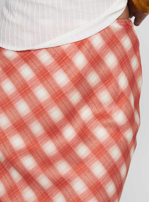 product Princess Polly Living Color Maxi Skirt Orange Gingham Midi Skirts Skirts 