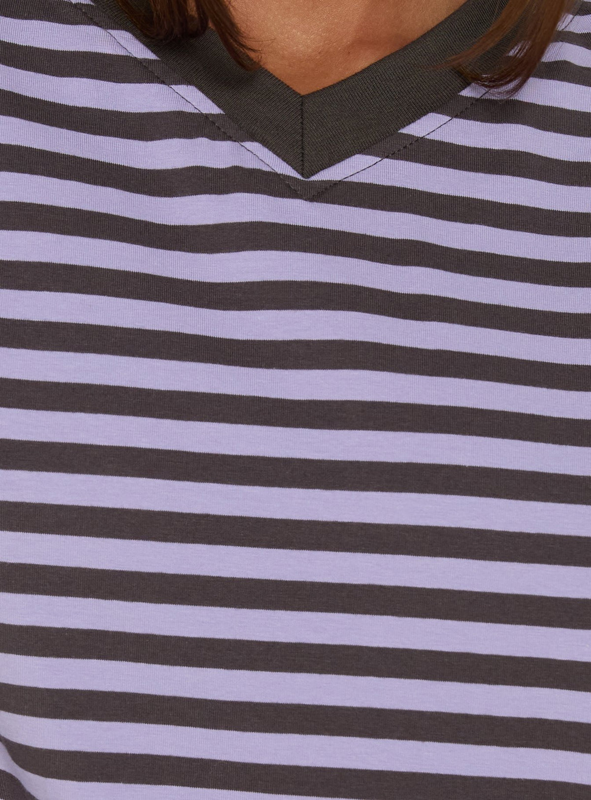 Viollette V Neck Long Sleeve Top Purple Stripe