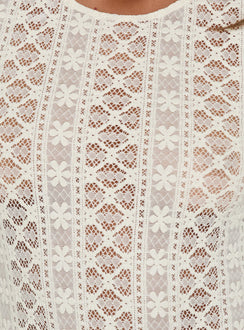 Dalenna Lace Long Sleeve Top Cream