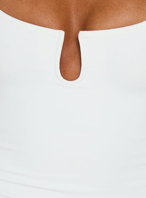 Daily Define Keyhole Cinched Tank Top White