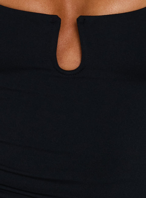 Daily Define Keyhole Cinched Tank Top Black