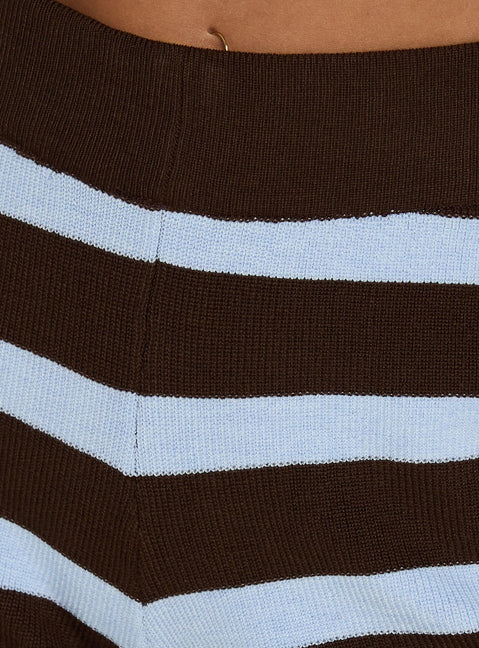 Henrea Knit Shorts Brown / Blue Stripe