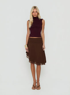 Evanescence Asymmetrical Midi Skirt Chocolate
