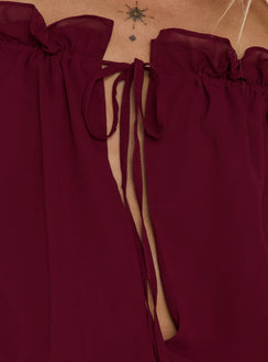 Felicita Off Shoulder Long Sleeve Chiffon Mini Dress Cherry
