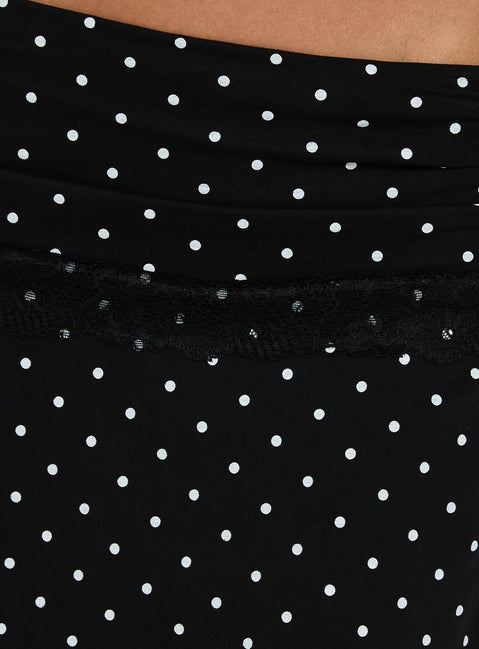 Amia Lace Mini Skirt Black Polka Dot