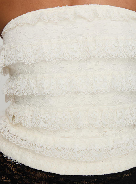 product Princess Polly Saturn Returns Strapless Lace Top Cream Sleeveless straight 