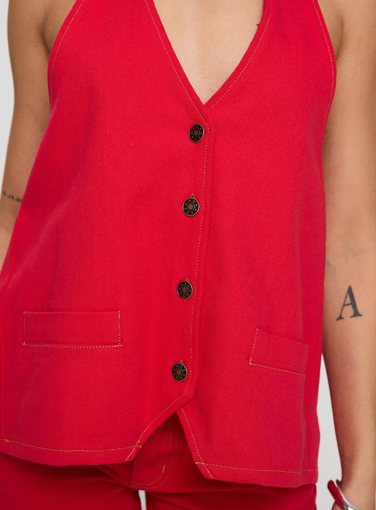 product Princess Polly Hills Halter Crimson Sleeveless V-Neck 