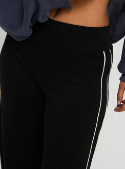 back view of model wearing Princess Polly Ascenda Straight Leg Track Pant Black High Waisted Pants 