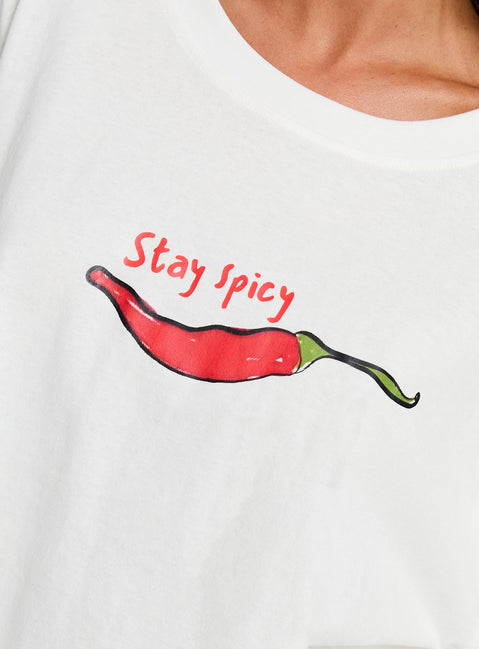 product Princess Polly Stay Spicy Graphic Top White Half Sleeves Crew Neck 