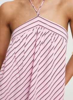 product Princess Polly Moonlit Mini Dress Pink Stripe Petite Asymmetric Neckline 