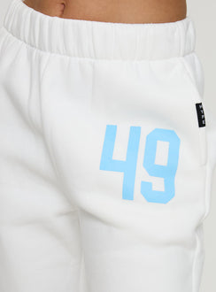 Highlighting USD Sweatpants White in womens-regular-pants with mid-rise waist, product Princess Polly