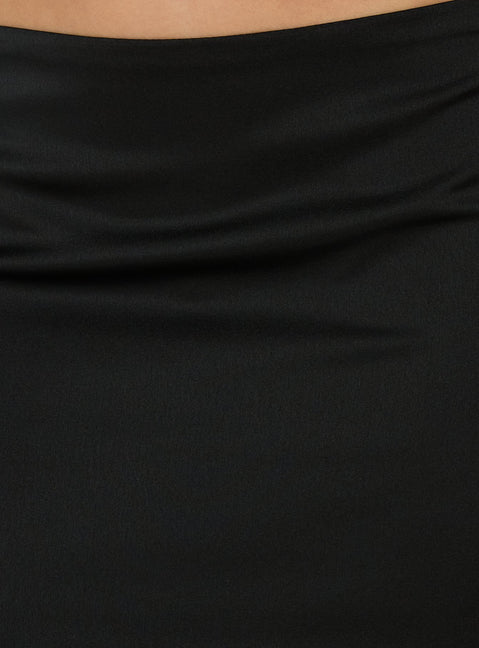 Highlighting the Edeniah Satin Mini Skirt Black womens-skirts fabric texture product