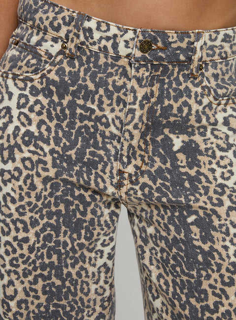 product Princess Polly Top Model Low Rise Straight Leg Jeans Leopard Fade Mid Rise Jeans Jeans 