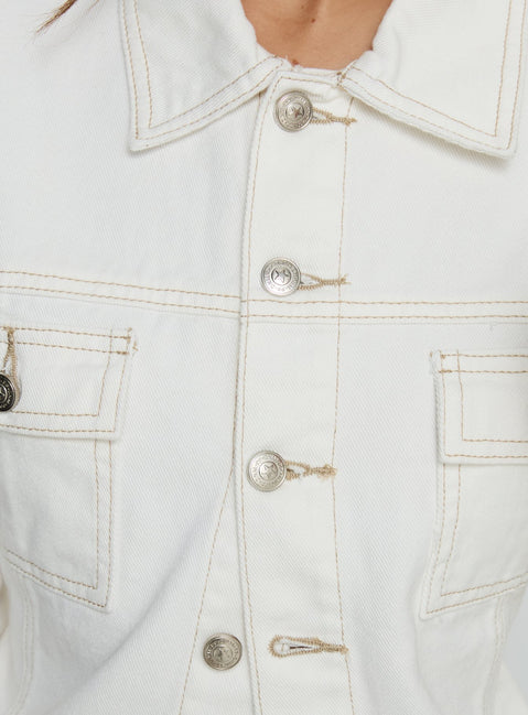 Caresse Cinched Denim Jacket White
