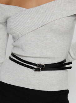 Ellenore Belt Detail Off Shoulder Top Grey