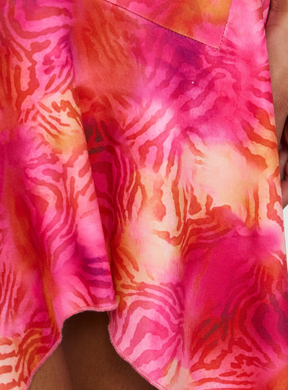   side view of model wearing Princess Polly Kimberlee Asymmetrical Midi Skirt Multi Skirts 