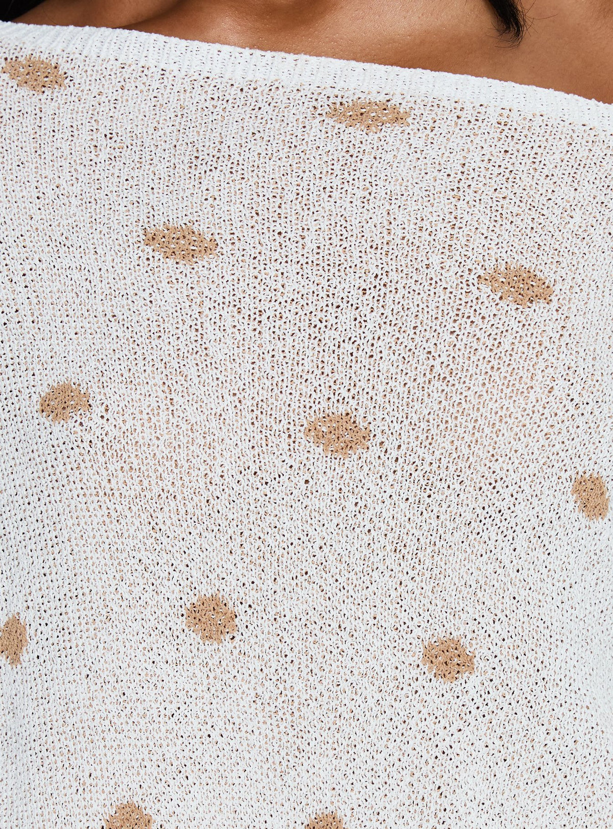 product Princess Polly Harvy Off Shoulder Knit Sweater White Polka regular Jumpers 
