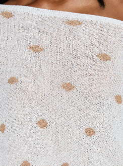 product Princess Polly Harvy Off Shoulder Knit Sweater White Polka regular Jumpers 