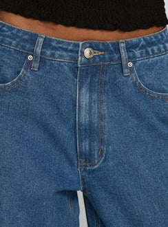 product Princess Polly Naylor Mid Rise Wide Leg Jeans Mid Blue Wash Mid Rise Jeans Jeans 