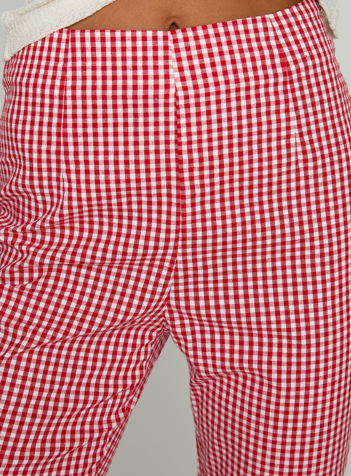 product Princess Polly Mignonette Capri Pant Red Gingham Pants 