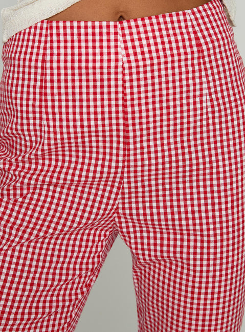 product Princess Polly Mignonette Capri Pant Red Gingham Pants 