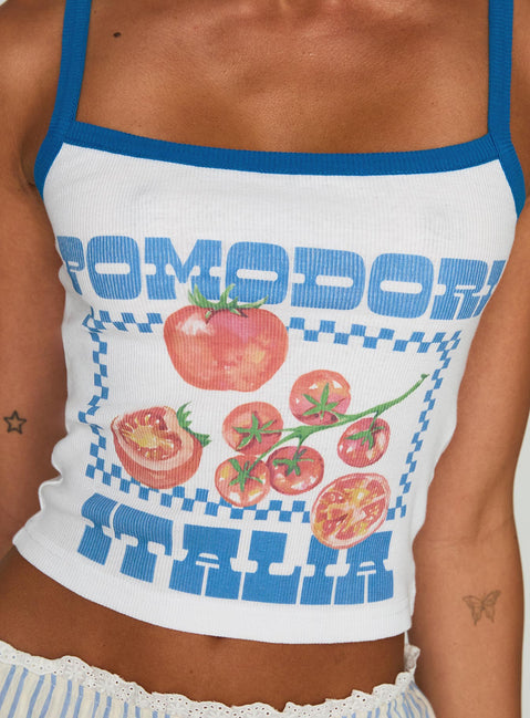 product Princess Polly Pomodori Italia Graphic Tank White Sleeveless Square Neck 
