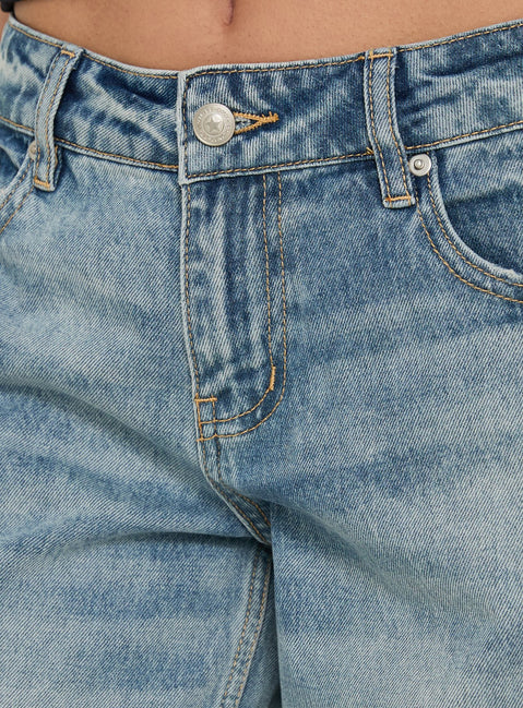 Crafted from Sooki Low Rise Cropped Jeans in Light Vintage Blue womens-jeans with low-rise waist detail Princess Polly