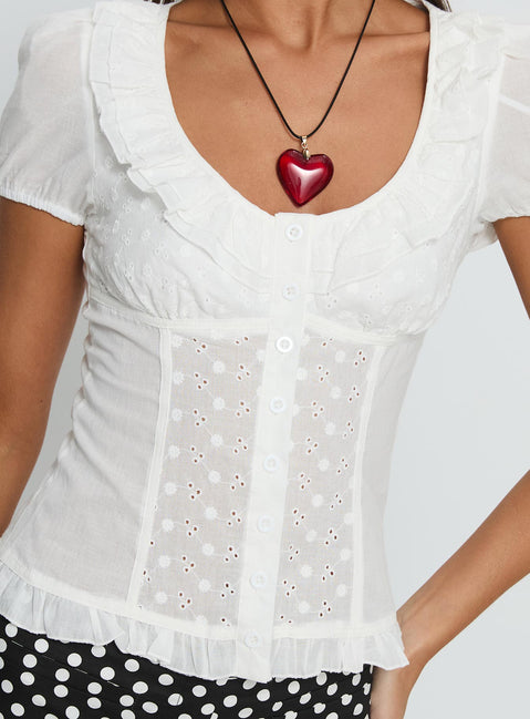 Caryann Frill Blouse Top White