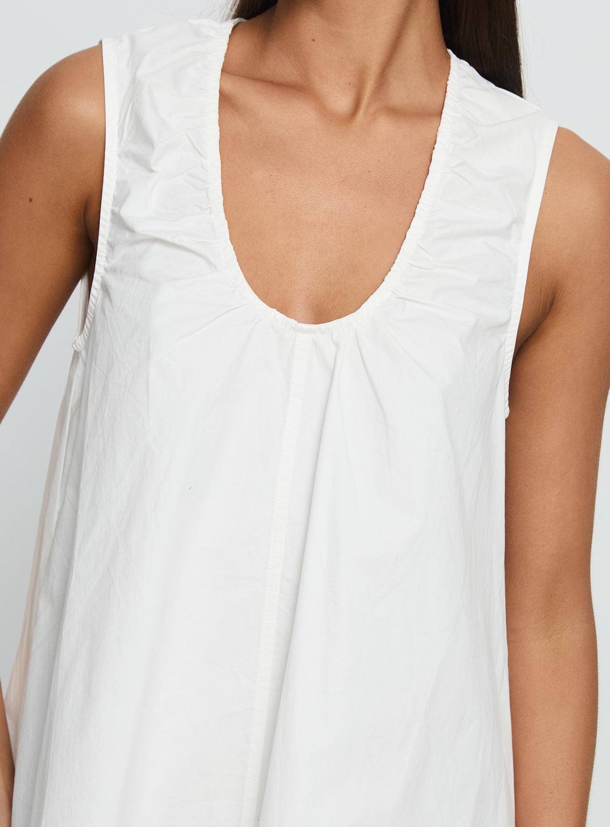 Eberta Ruched Baby Doll Mini Dress White