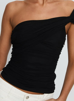 Keandra One Shoulder Top Black