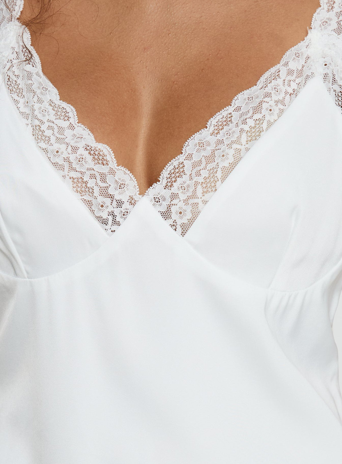 Avyra Lace Trim Cami Top White