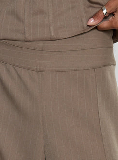 product Princess Polly Madelle Mid Rise Straight Leg Pants Brown Pinstripe Mid Rise Pants Pants 