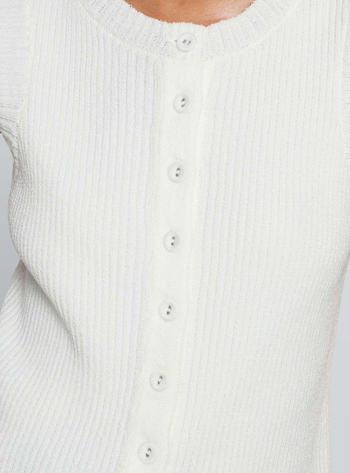 product Princess Polly Simie Button Front Rib Top White Sleeveless Crew Neck 