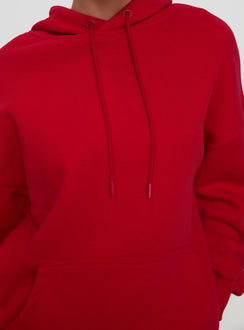 product Princess Polly Dream Fleece Classic Hoodie Red Longline Jumpers Jumpers 