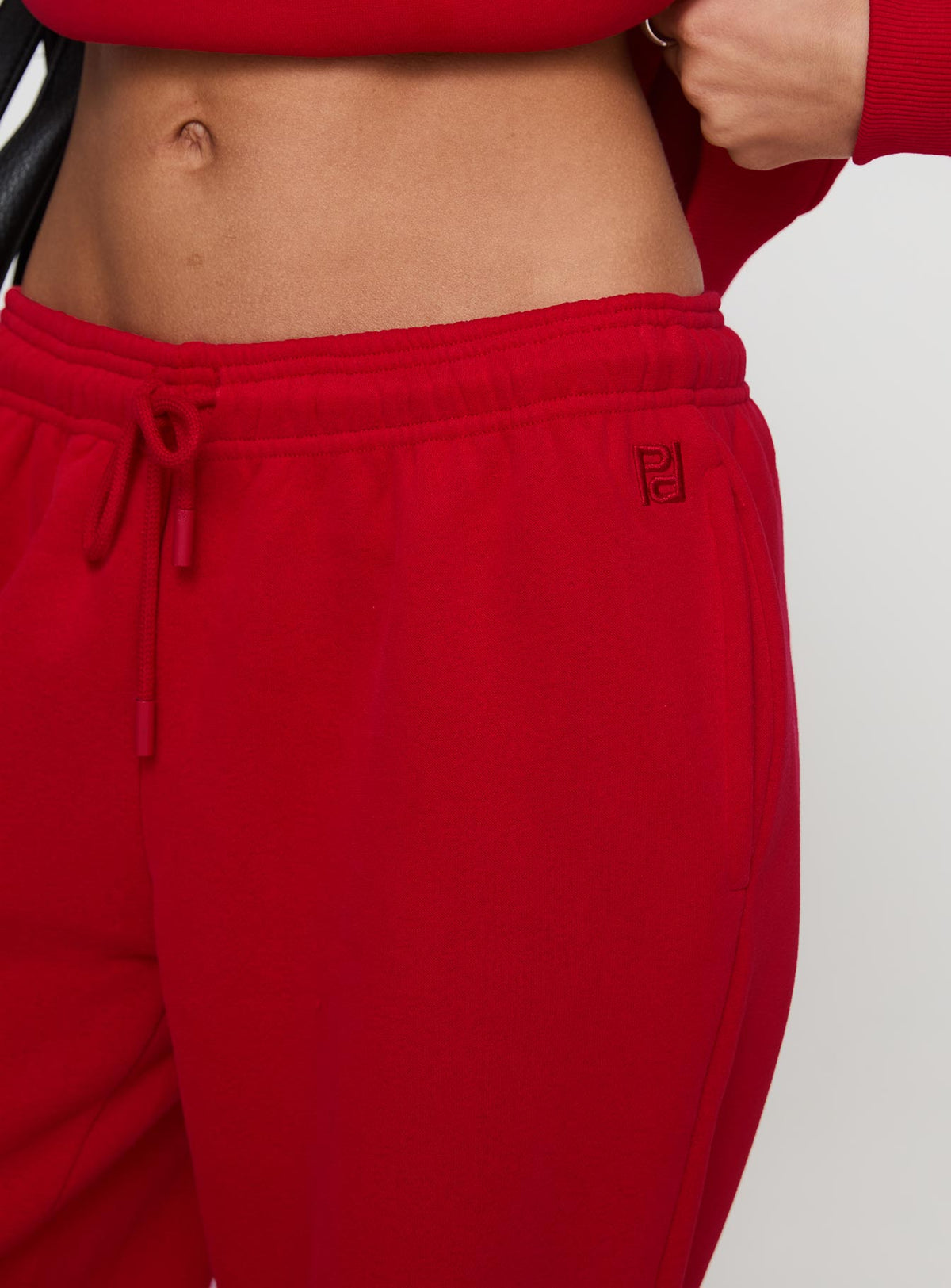 product Princess Polly Dream Fleece Ankle Cuff Sweatpants Red High Rise Pants Pants 