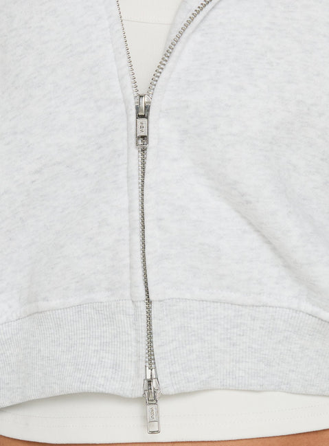 Crafted from the Zellah Double Ended Zipper Hoodie Grey Marle womens-jumpers with short length detail Princess Polly