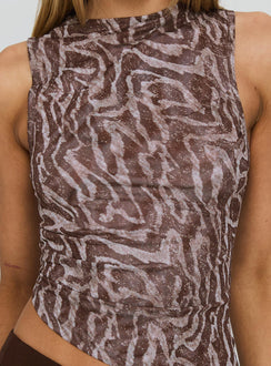 Sunburn Asymmetrical Top Brown Zebra