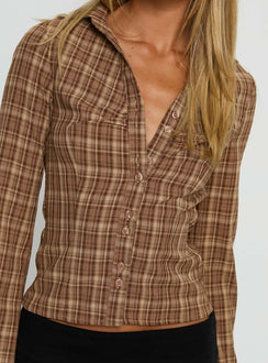 Arianwyn Long Sleeve Shirt Brown Check