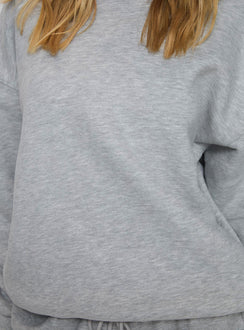 product Princess Polly Dream Fleece Classic Crewneck Sweatshirt Grey Marle Jumpers 