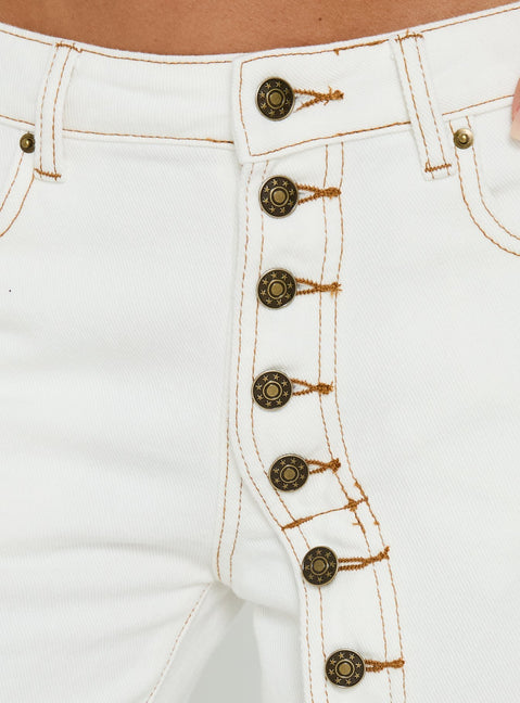 Featuring Penny Mid Rise Straight Leg Jeans White womens-jeans with mid-rise product Princess Polly