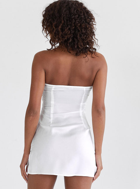 product Princess Polly Asymmetric Neckline  Irena Strapless Mini Dress White