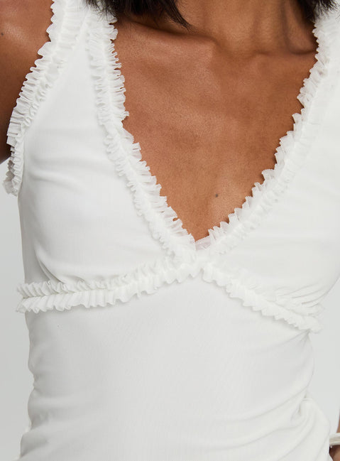 product Princess Polly Danyia Frill Top White Sleeveless V-Neck 