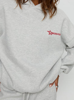 Displaying the Stargirl Hoodie Grey Marle womens jumpers with long length detail Princess Polly