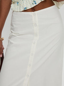 back view of model wearing Princess Polly Jasmira Maxi Skirt White Maxi Skirts Skirts 