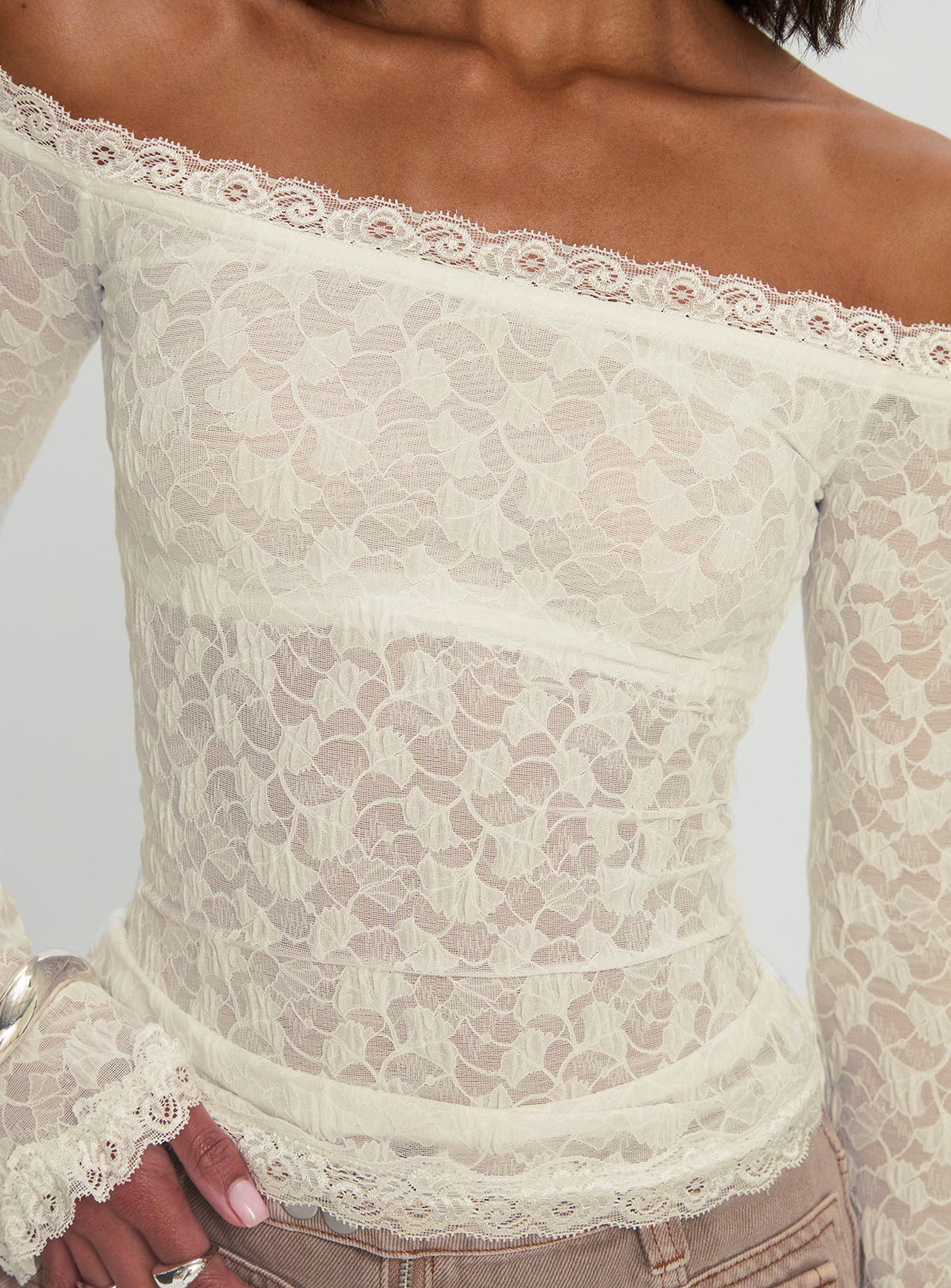 Mochapella Off The Shoulder Top White