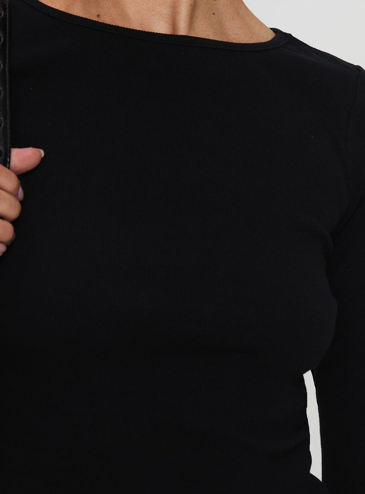 Elaia 3/4 Sleeve Top Black Three Fourth Sleeves Crew Neck 