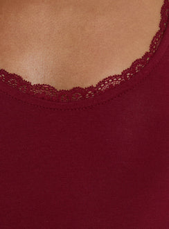 Serae Lace Trim Tank Top Cherry