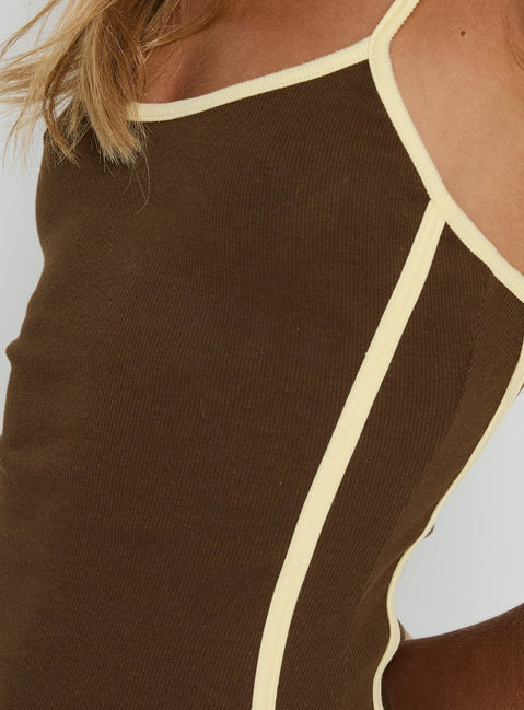 Baseline Scoop Mini Dress Brown / Yellow