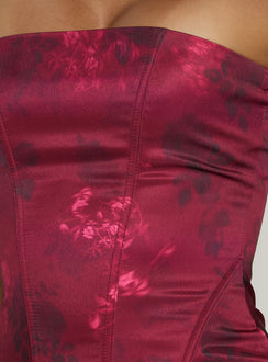 Lovesita Corset Top Red Floral